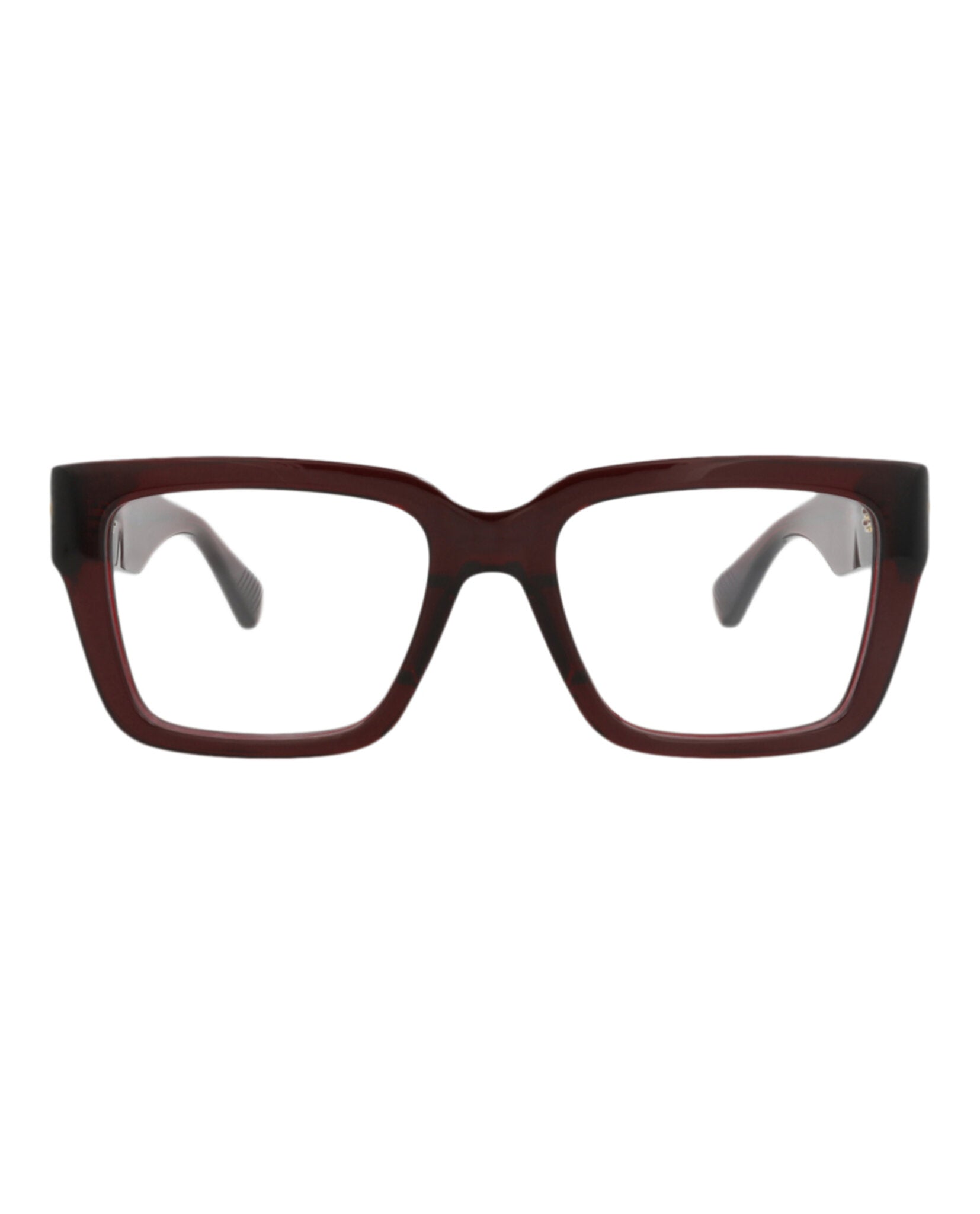 Bottega Veneta Bottega Veneta Womens Square/Rectangle Burgundy Burgundy Transparent Fashion Designer Eyewear