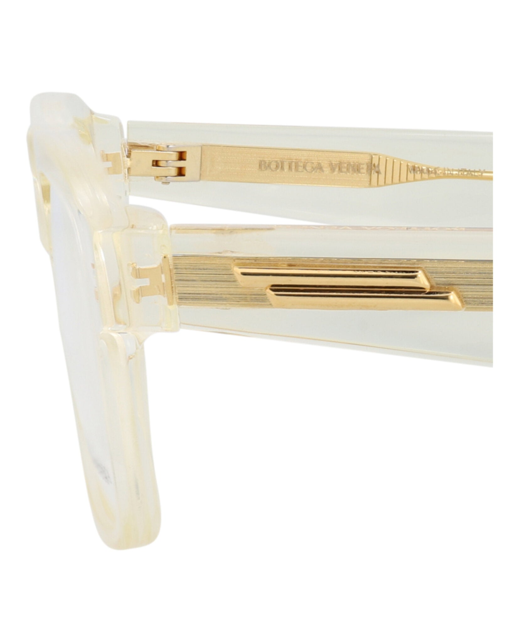 Bottega Veneta Bottega Veneta Mens Square/Rectangle Beige Beige Transparent Fashion Designer Eyewear