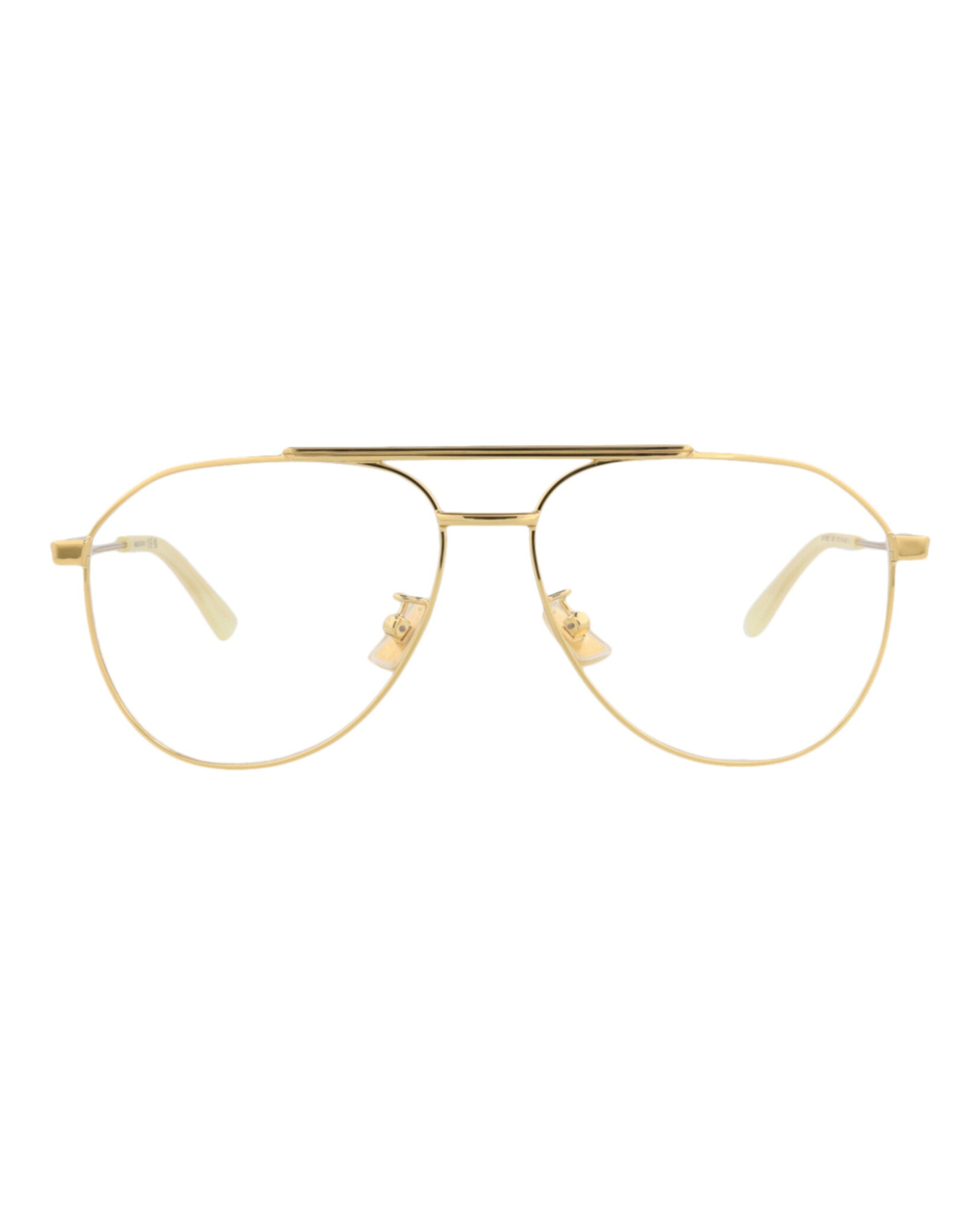 Bottega Veneta Bottega Veneta Unisex Aviator Gold Gold Transparent Fashion Designer Eyewear