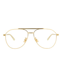 Bottega Veneta Bottega Veneta Unisex Aviator Gold Gold Transparent Fashion Designer Eyewear
