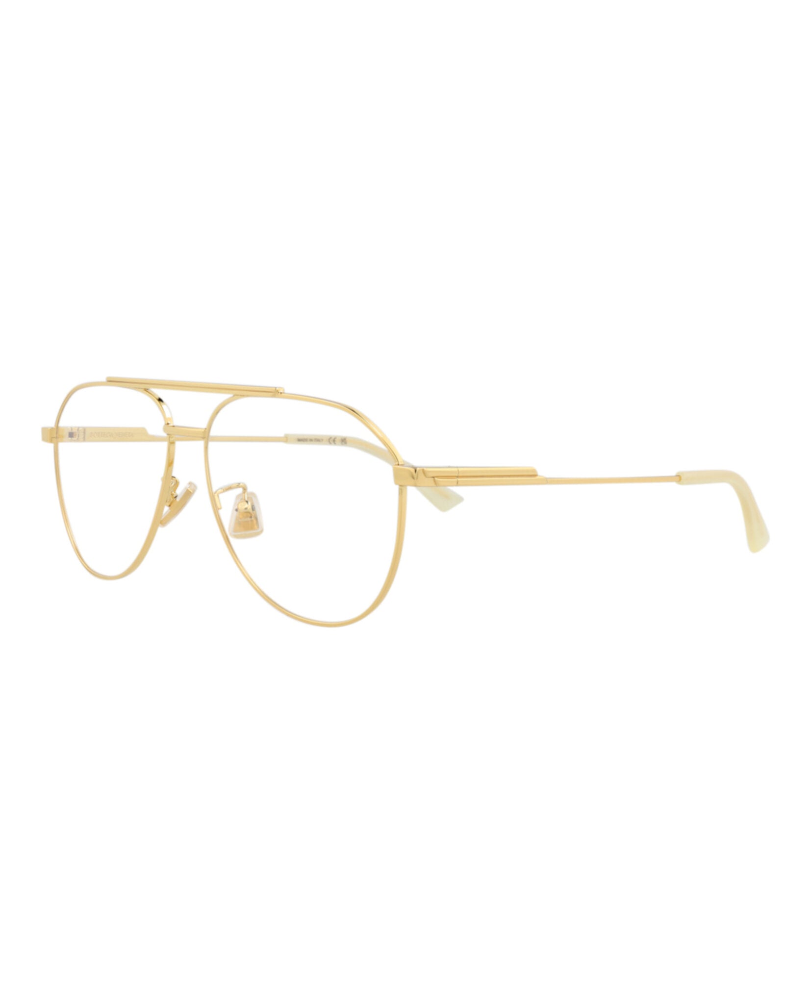 Bottega Veneta Bottega Veneta Unisex Aviator Gold Gold Transparent Fashion Designer Eyewear