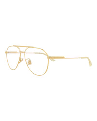 Bottega Veneta Bottega Veneta Unisex Aviator Gold Gold Transparent Fashion Designer Eyewear