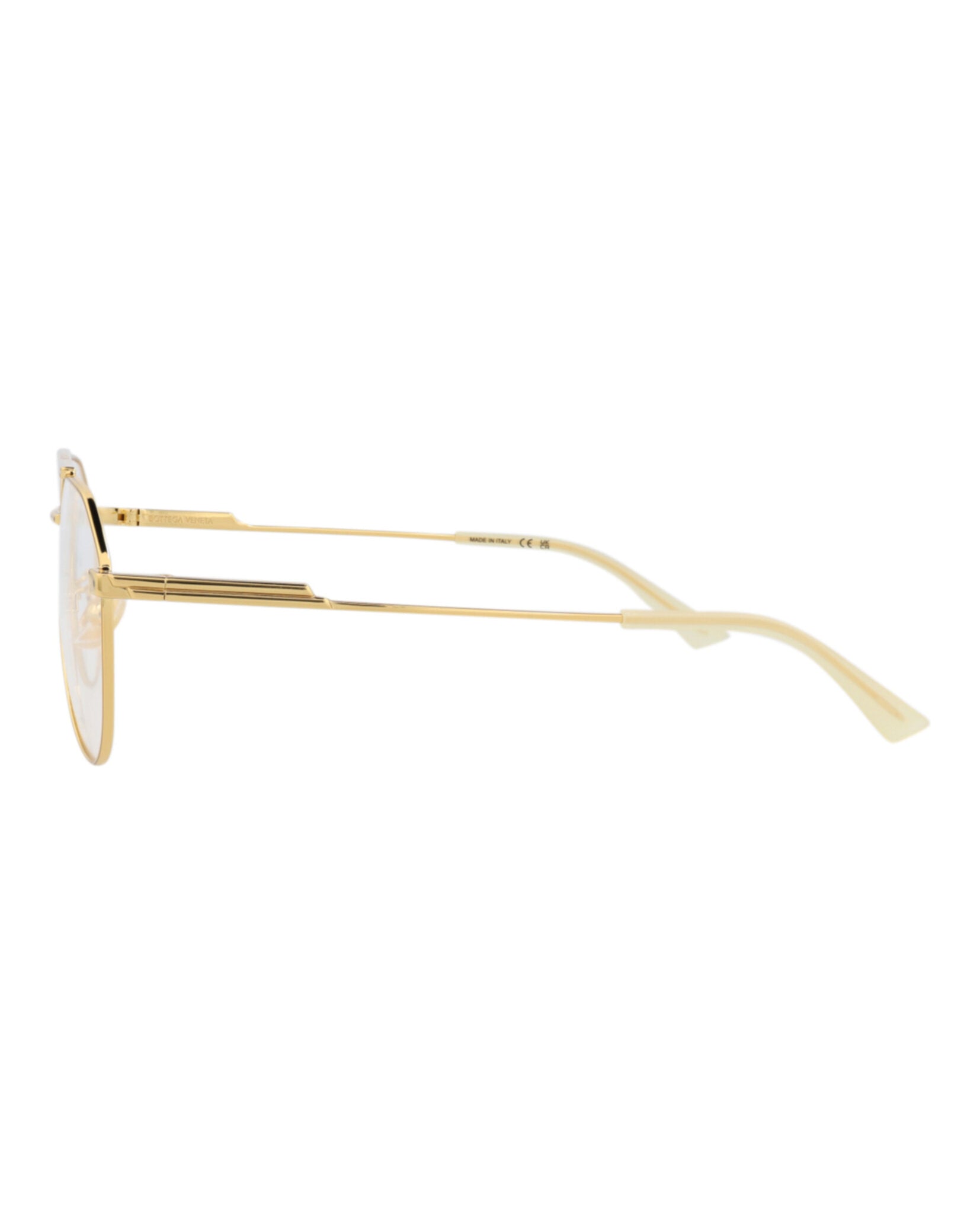 Bottega Veneta Bottega Veneta Unisex Aviator Gold Gold Transparent Fashion Designer Eyewear