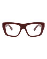 Bottega Veneta Womens Square/Rectangle Burgundy Burgundy Transparent Fashion Designer Eyewear