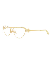 Bottega Veneta Bottega Veneta Womens Cat Eye Gold Gold Transparent Fashion Designer Eyewear
