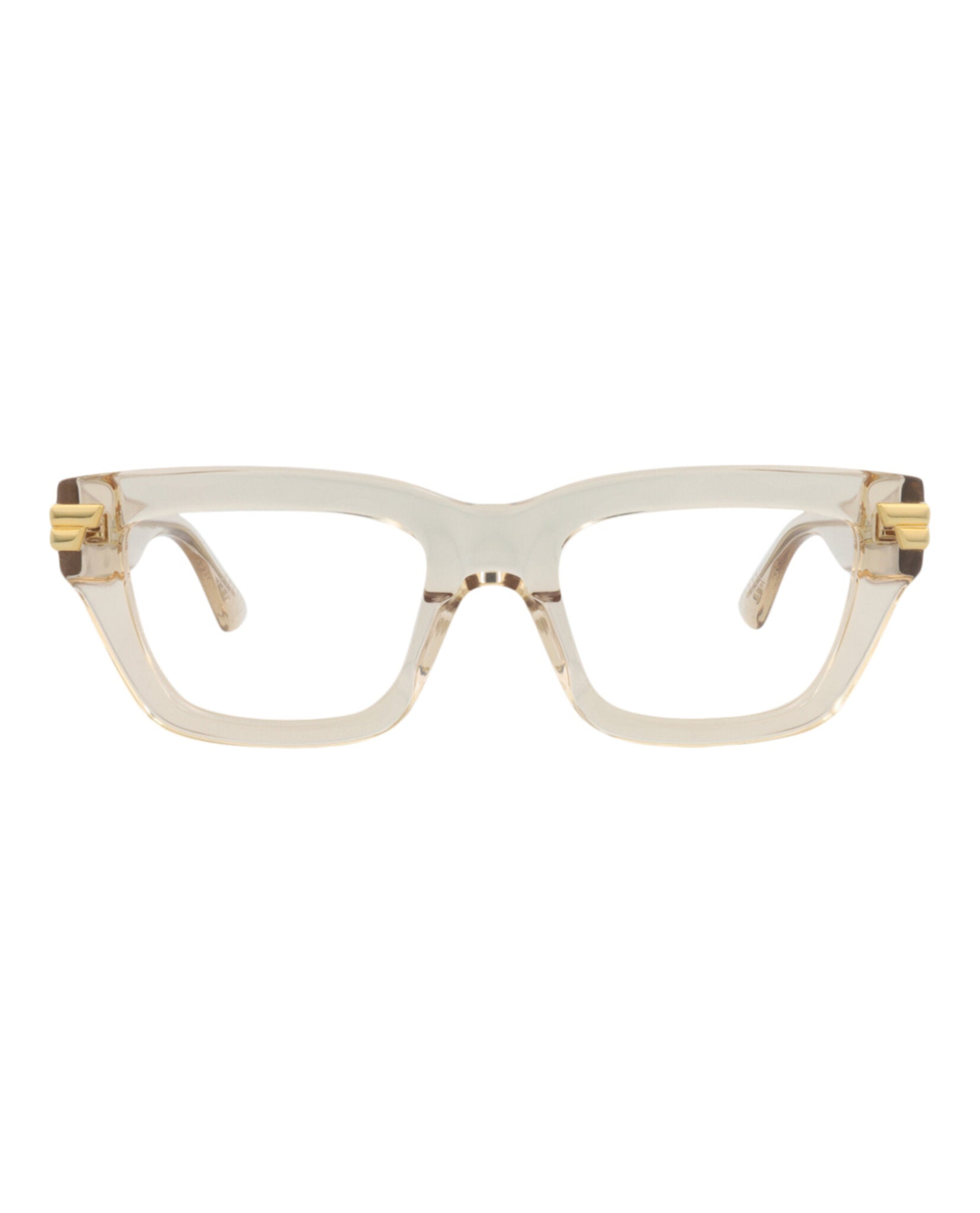 Bottega Veneta Bottega Veneta Womens Square/Rectangle Beige Beige Transparent Fashion Designer Eyewear