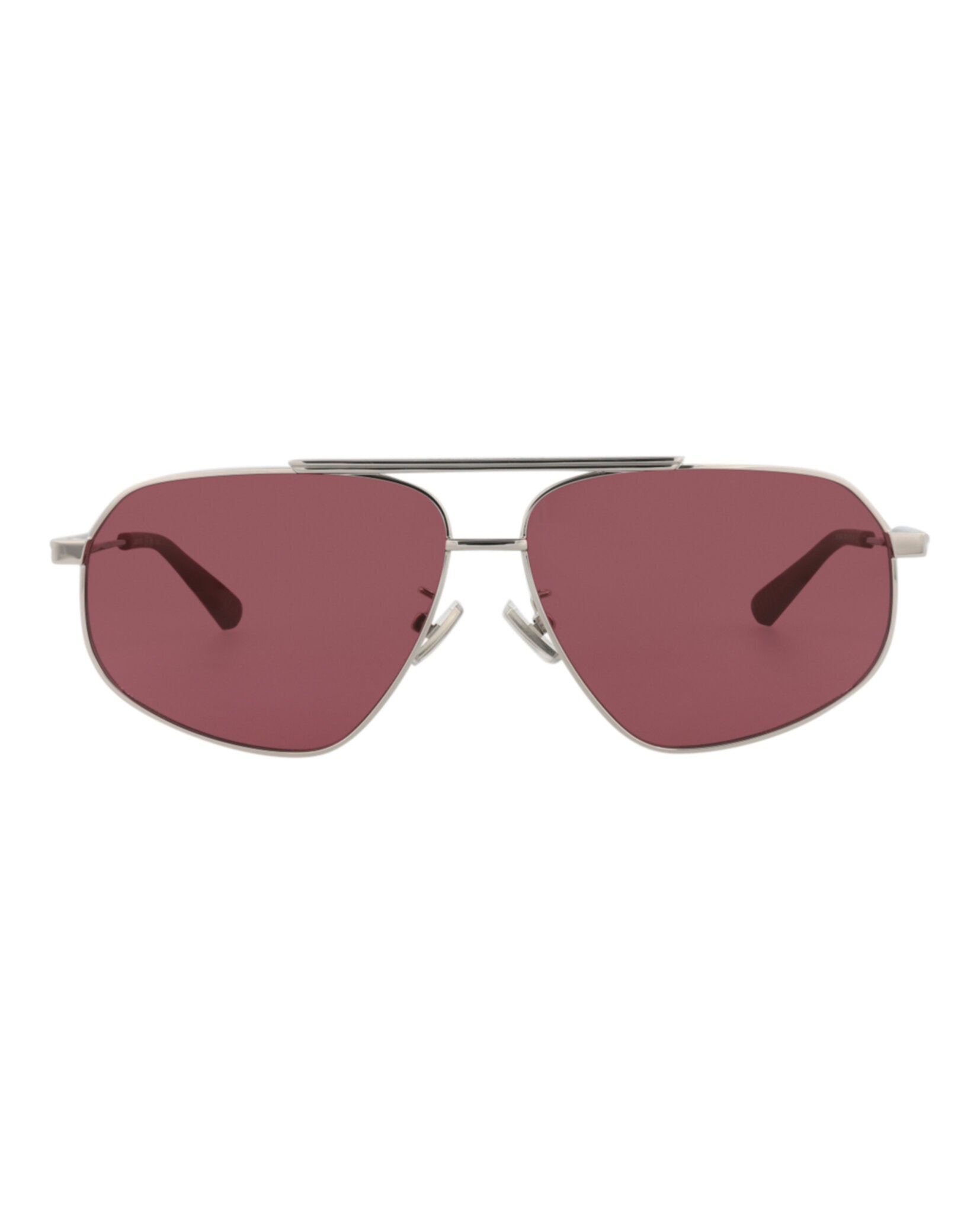 Bottega Veneta Bottega Veneta Unisex Aviator Silver Silver Violet Fashion Designer Eyewear