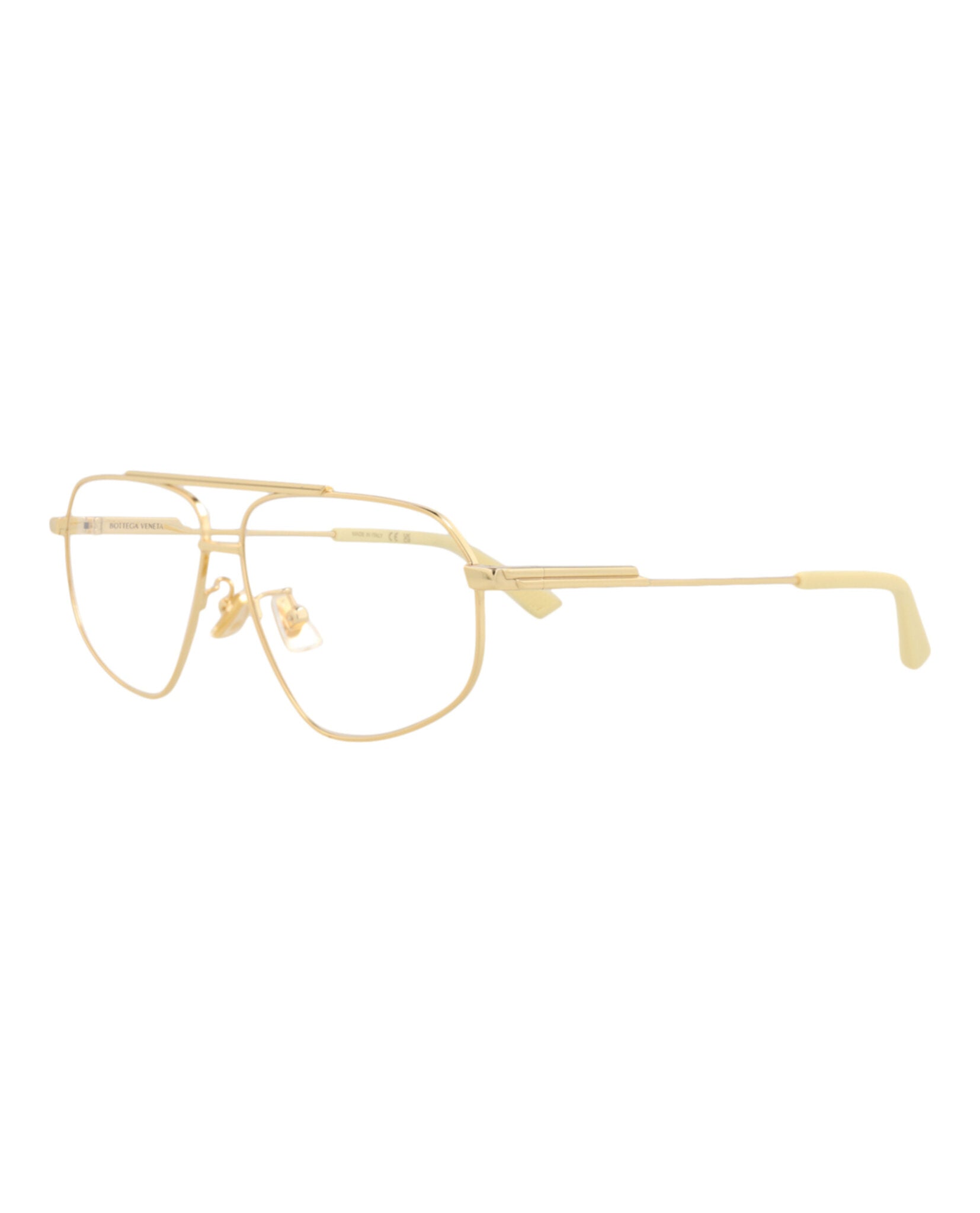 Bottega Veneta Bottega Veneta Unisex Aviator Gold Gold Transparent Fashion Designer Eyewear