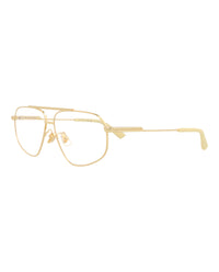 Bottega Veneta Bottega Veneta Unisex Aviator Gold Gold Transparent Fashion Designer Eyewear