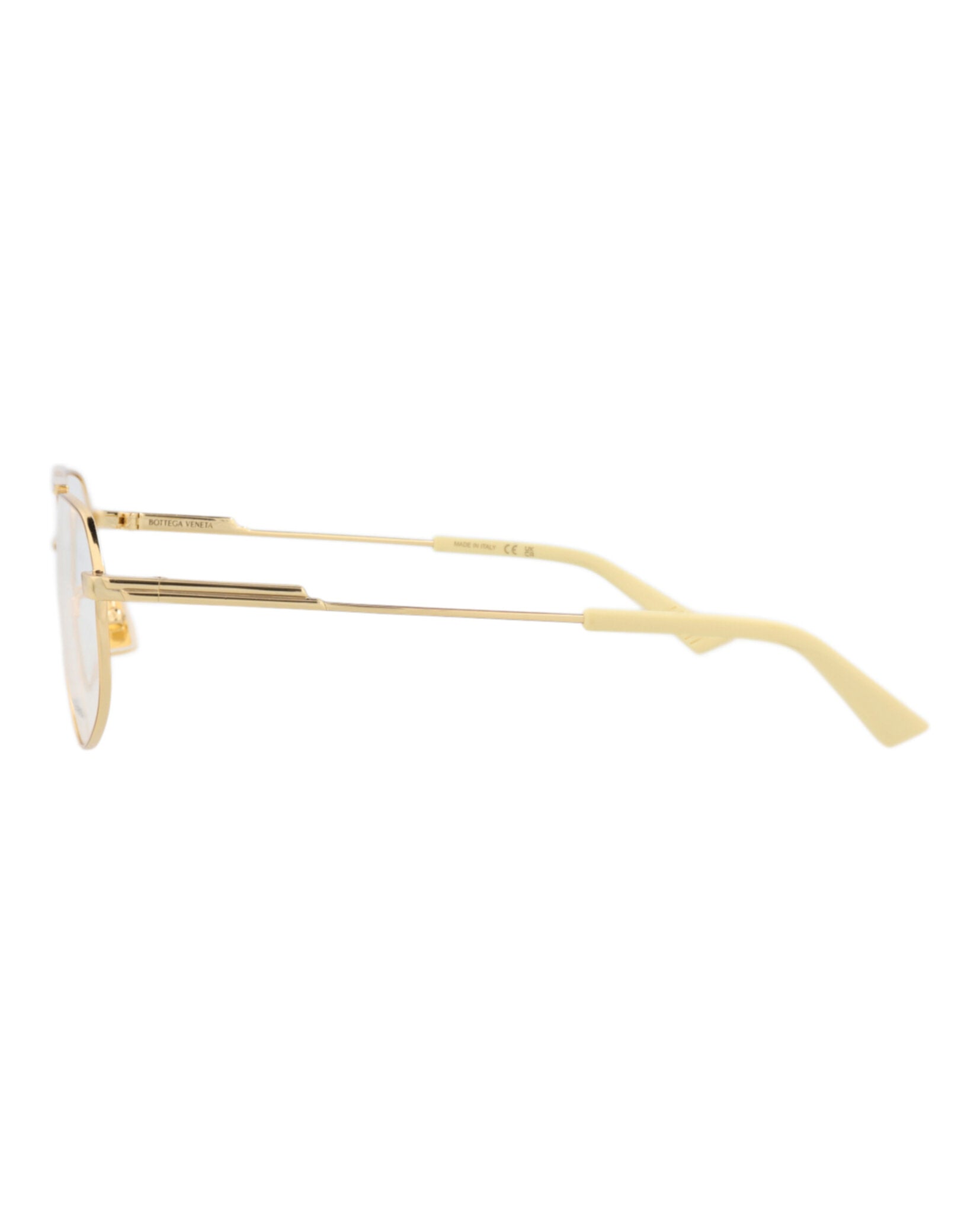 Bottega Veneta Bottega Veneta Unisex Aviator Gold Gold Transparent Fashion Designer Eyewear