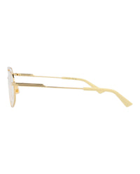 Bottega Veneta Bottega Veneta Unisex Aviator Gold Gold Transparent Fashion Designer Eyewear