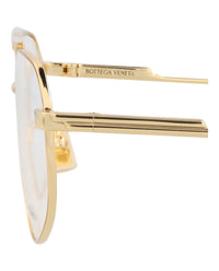 Bottega Veneta Bottega Veneta Unisex Aviator Gold Gold Transparent Fashion Designer Eyewear
