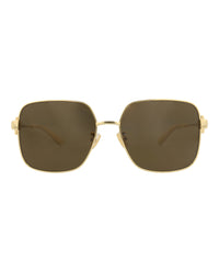 Bottega Veneta Bottega Veneta Womens Square/Rectangle Gold Gold Brown Fashion Designer Eyewear