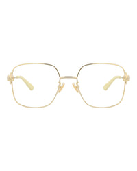 Bottega Veneta Womens Square/Rectangle Gold Gold Transparent Fashion Designer Eyewear