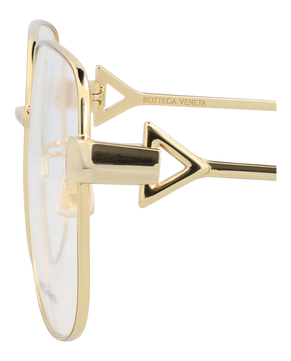 Bottega Veneta Womens Square/Rectangle Gold Gold Transparent Fashion Designer Eyewear