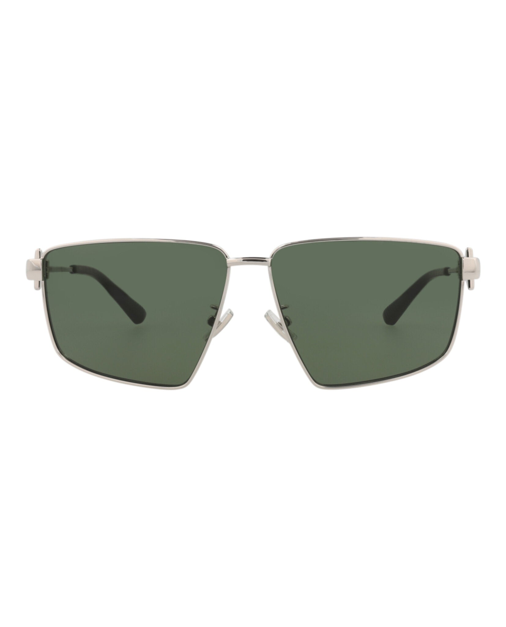 Bottega Veneta Womens Square/Rectangle Silver Silver Green Fashion Designer Eyewear