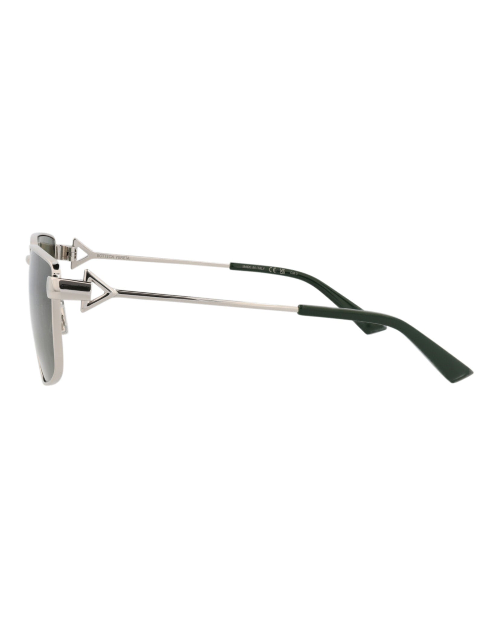 Bottega Veneta Womens Square/Rectangle Silver Silver Green Fashion Designer Eyewear