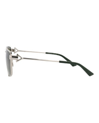 Bottega Veneta Womens Square/Rectangle Silver Silver Green Fashion Designer Eyewear