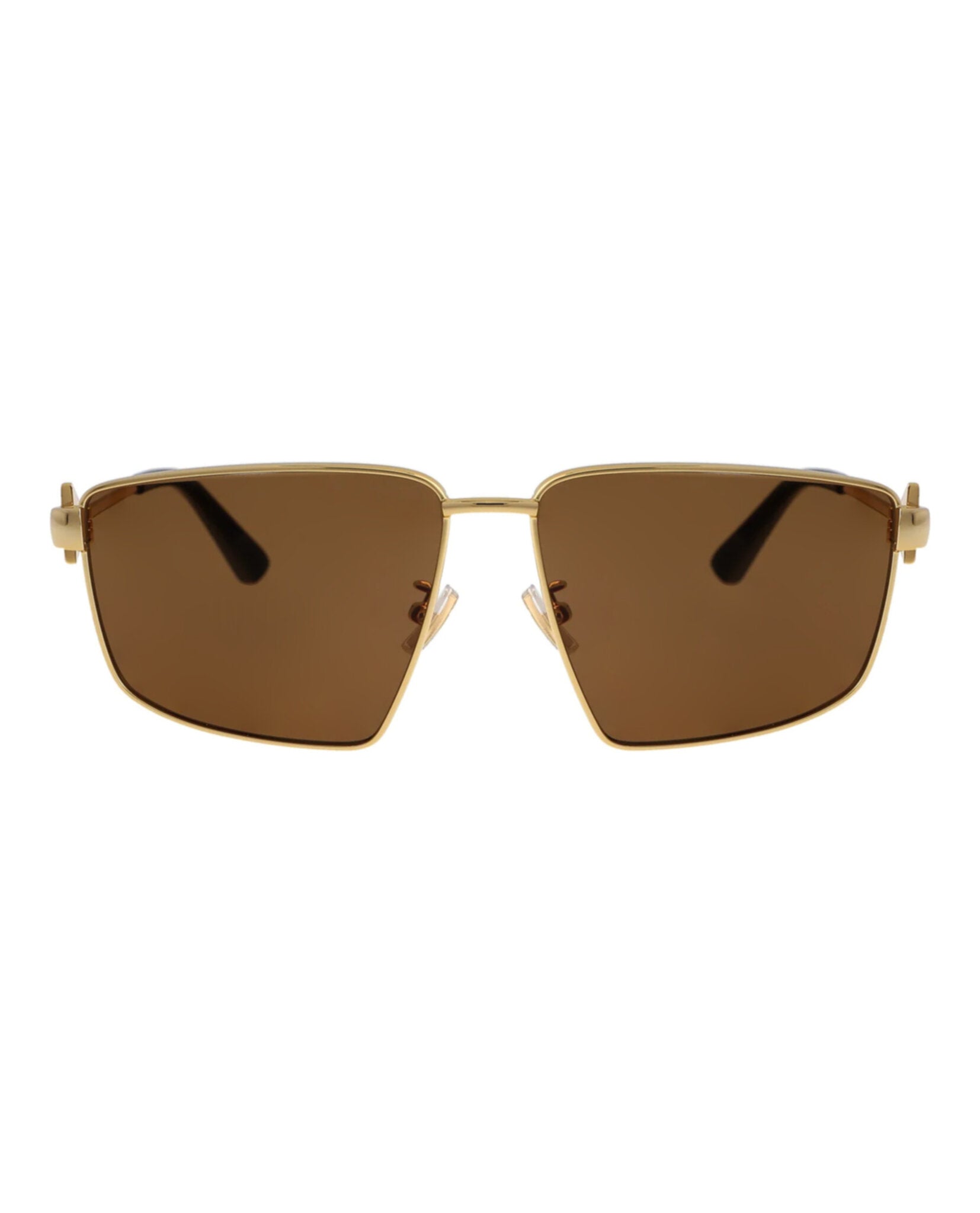 Bottega Veneta Bottega Veneta Womens Square/Rectangle Gold Gold Brown Fashion Designer Eyewear