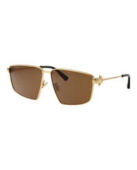 Bottega Veneta Bottega Veneta Womens Square/Rectangle Gold Gold Brown Fashion Designer Eyewear