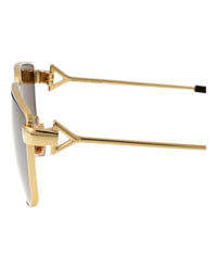 Bottega Veneta Bottega Veneta Womens Square/Rectangle Gold Gold Brown Fashion Designer Eyewear