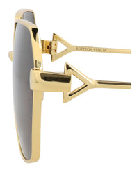 Bottega Veneta Bottega Veneta Womens Square/Rectangle Gold Gold Grey Fashion Designer Eyewear