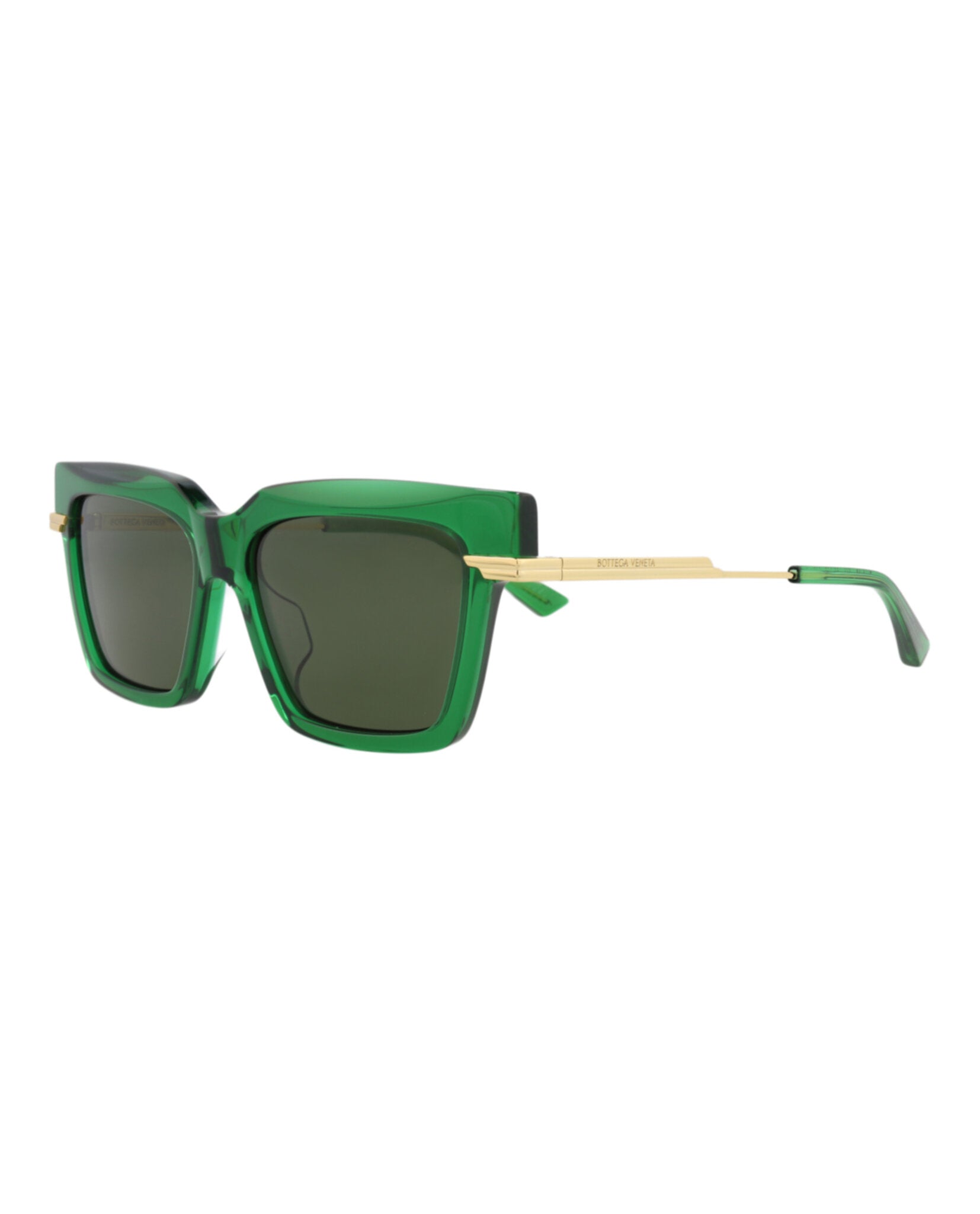 Bottega Veneta Womens Square/Rectangle Green Gold Green Fashion Designer Eyewear