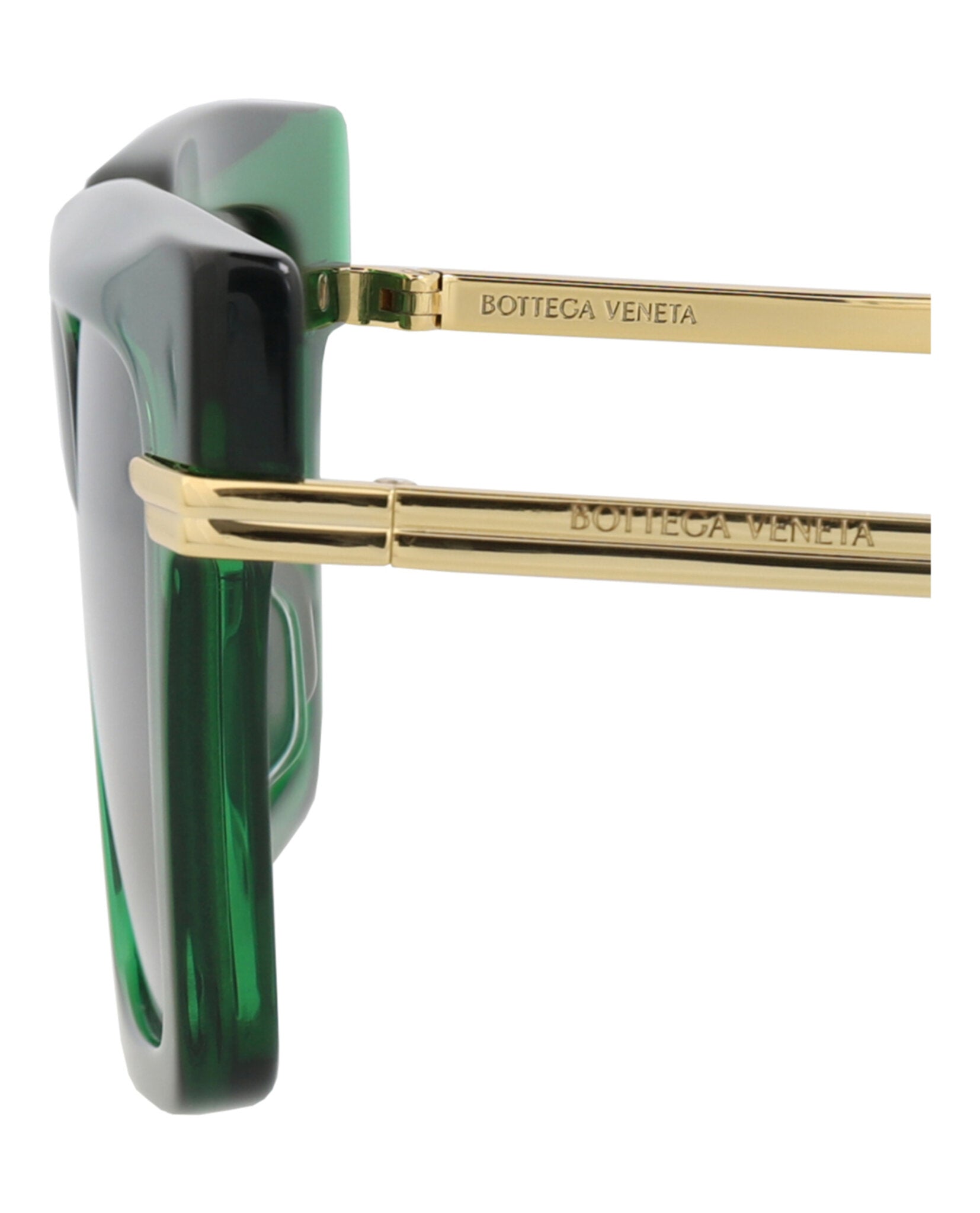 Bottega Veneta Womens Square/Rectangle Green Gold Green Fashion Designer Eyewear
