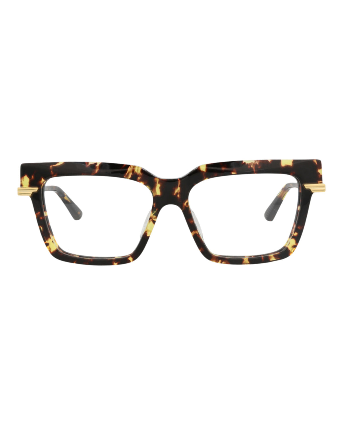 Bottega Veneta Womens Square/Rectangle Havana Gold Transparent Fashion Designer Eyewear