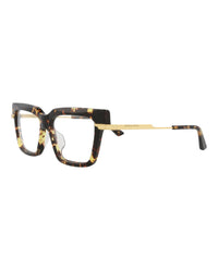 Bottega Veneta Womens Square/Rectangle Havana Gold Transparent Fashion Designer Eyewear