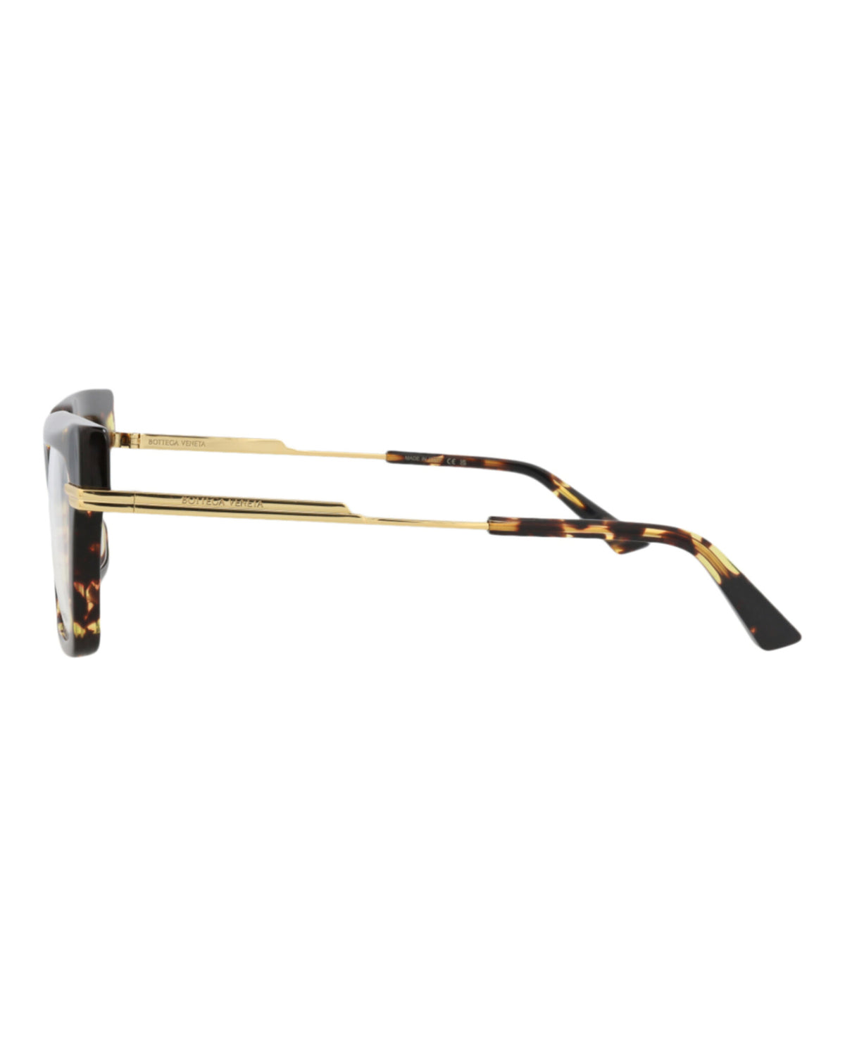 Bottega Veneta Womens Square/Rectangle Havana Gold Transparent Fashion Designer Eyewear