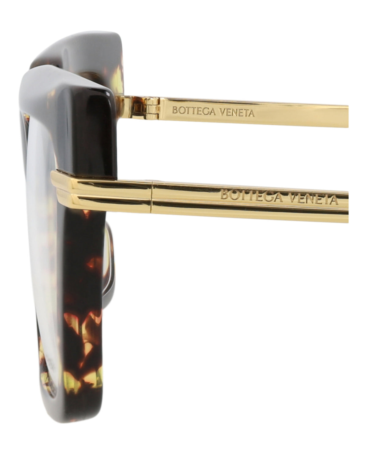 Bottega Veneta Womens Square/Rectangle Havana Gold Transparent Fashion Designer Eyewear