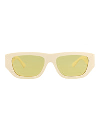 Bottega Veneta Unisex Square/Rectangle Ivory Ivory Yellow Fashion Designer Eyewear