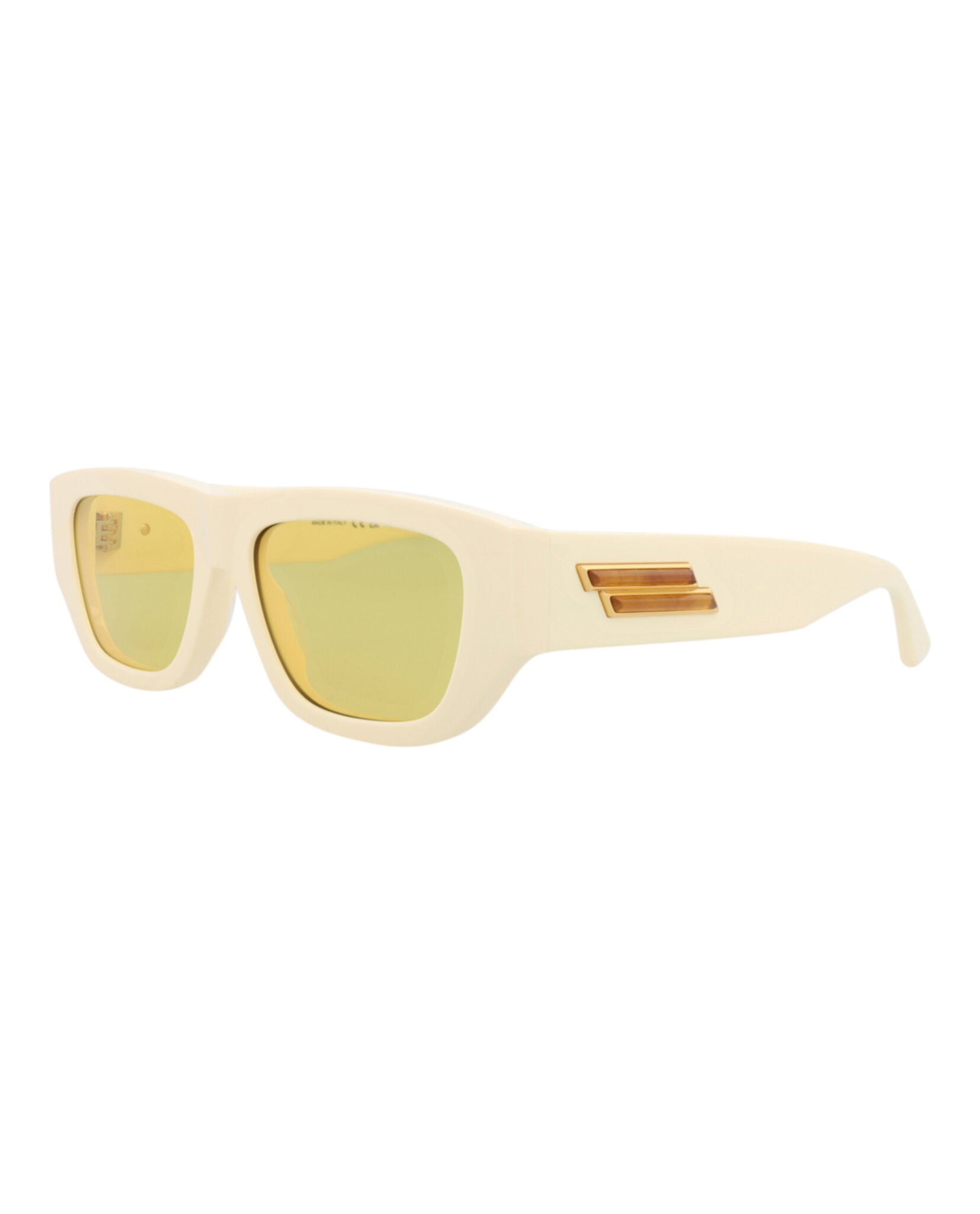 Bottega Veneta Unisex Square/Rectangle Ivory Ivory Yellow Fashion Designer Eyewear