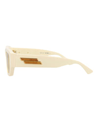 Bottega Veneta Unisex Square/Rectangle Ivory Ivory Yellow Fashion Designer Eyewear