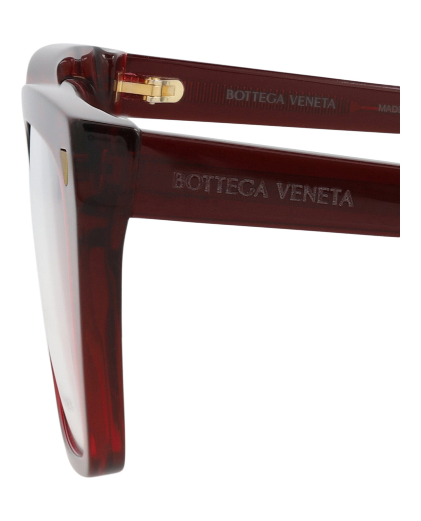 Bottega Veneta Bottega Veneta Unisex Square/Rectangle Burgundy Burgundy Transparent Fashion Designer Eyewear