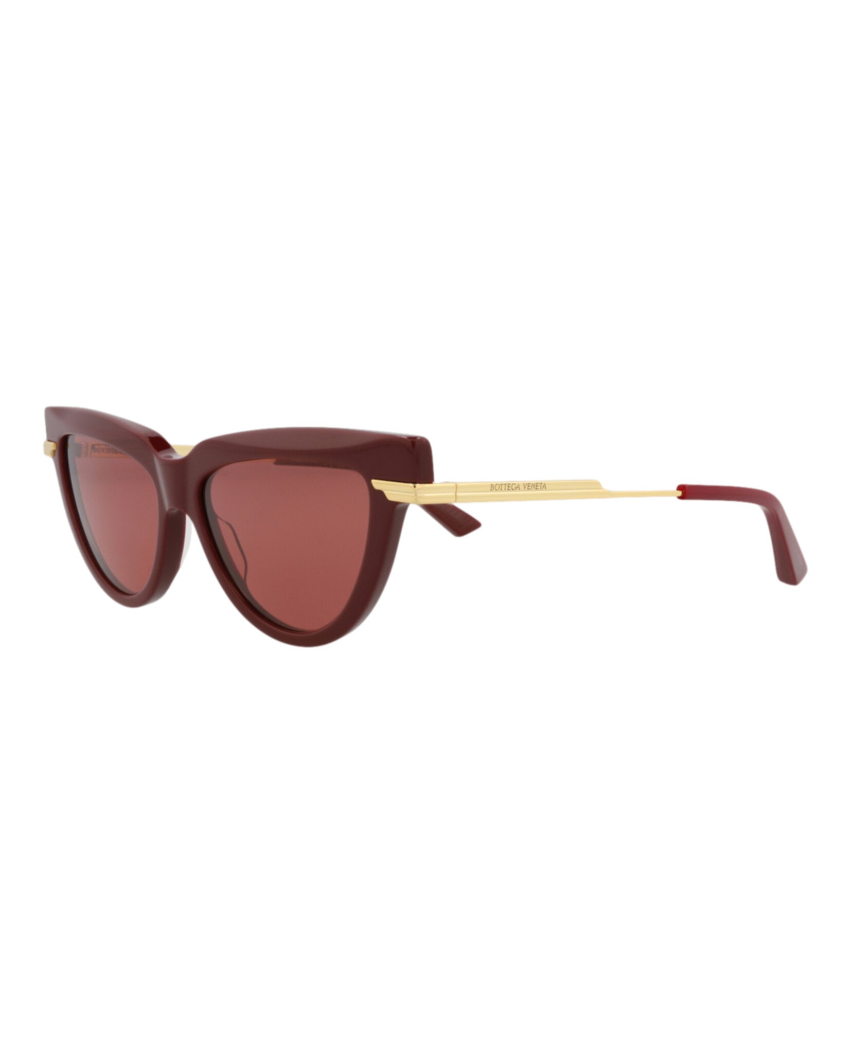 Bottega Veneta Womens Cat Eye Burgundy Gold Red Fashion Designer Eyewear