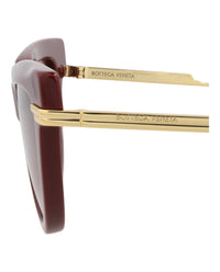 Bottega Veneta Womens Cat Eye Burgundy Gold Red Fashion Designer Eyewear