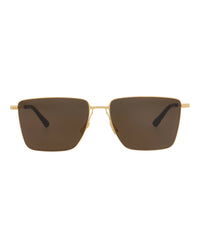 Bottega Veneta Bottega Veneta Mens Square/Rectangle Gold Gold Brown Fashion Designer Eyewear