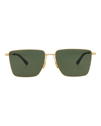 Bottega Veneta Bottega Veneta Mens Square/Rectangle Gold Gold Green Fashion Designer Eyewear
