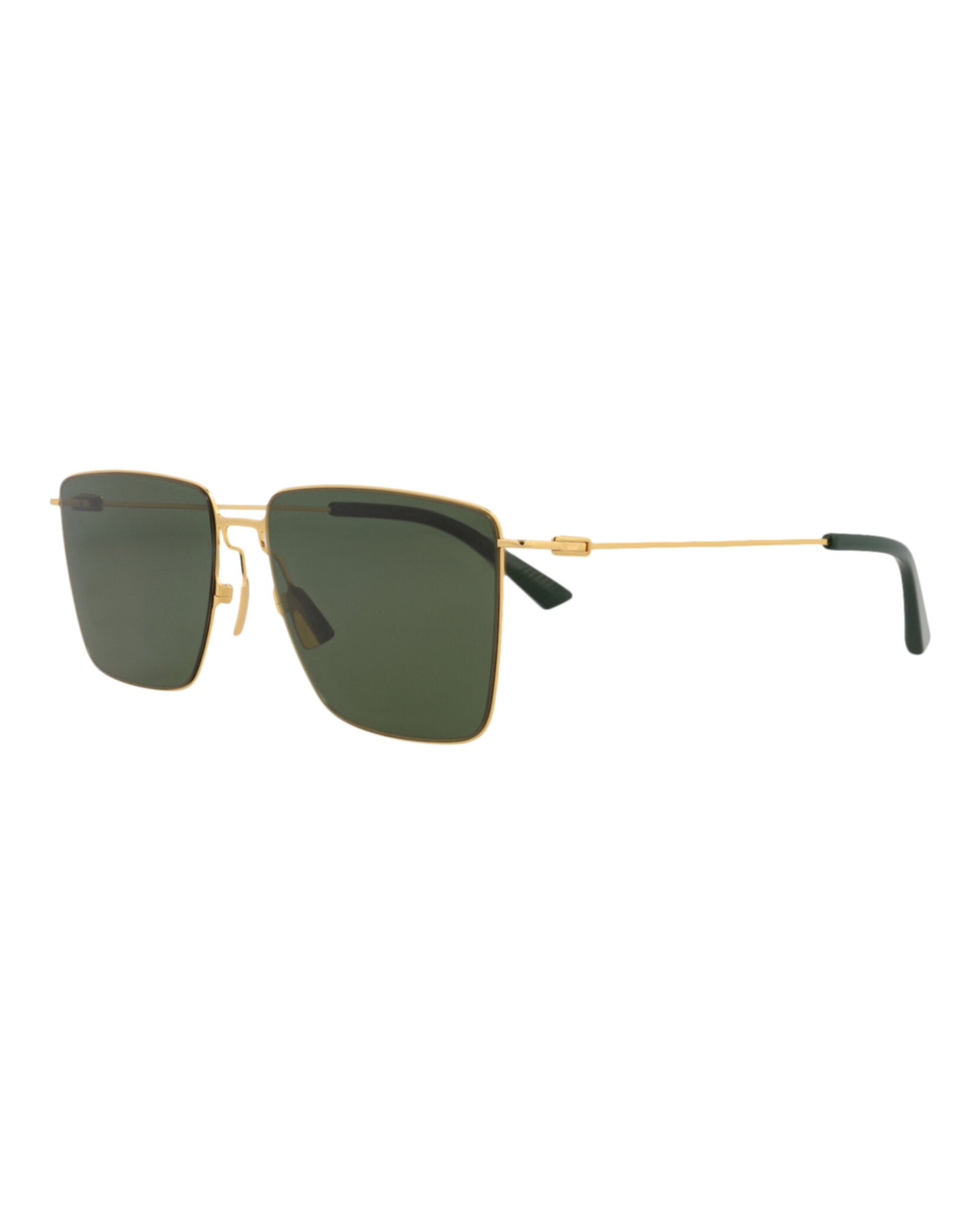Bottega Veneta Bottega Veneta Mens Square/Rectangle Gold Gold Green Fashion Designer Eyewear