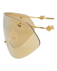 Bottega Veneta Bottega Veneta Unisex Shield/Wrap Gold Gold Yellow Fashion Designer Eyewear