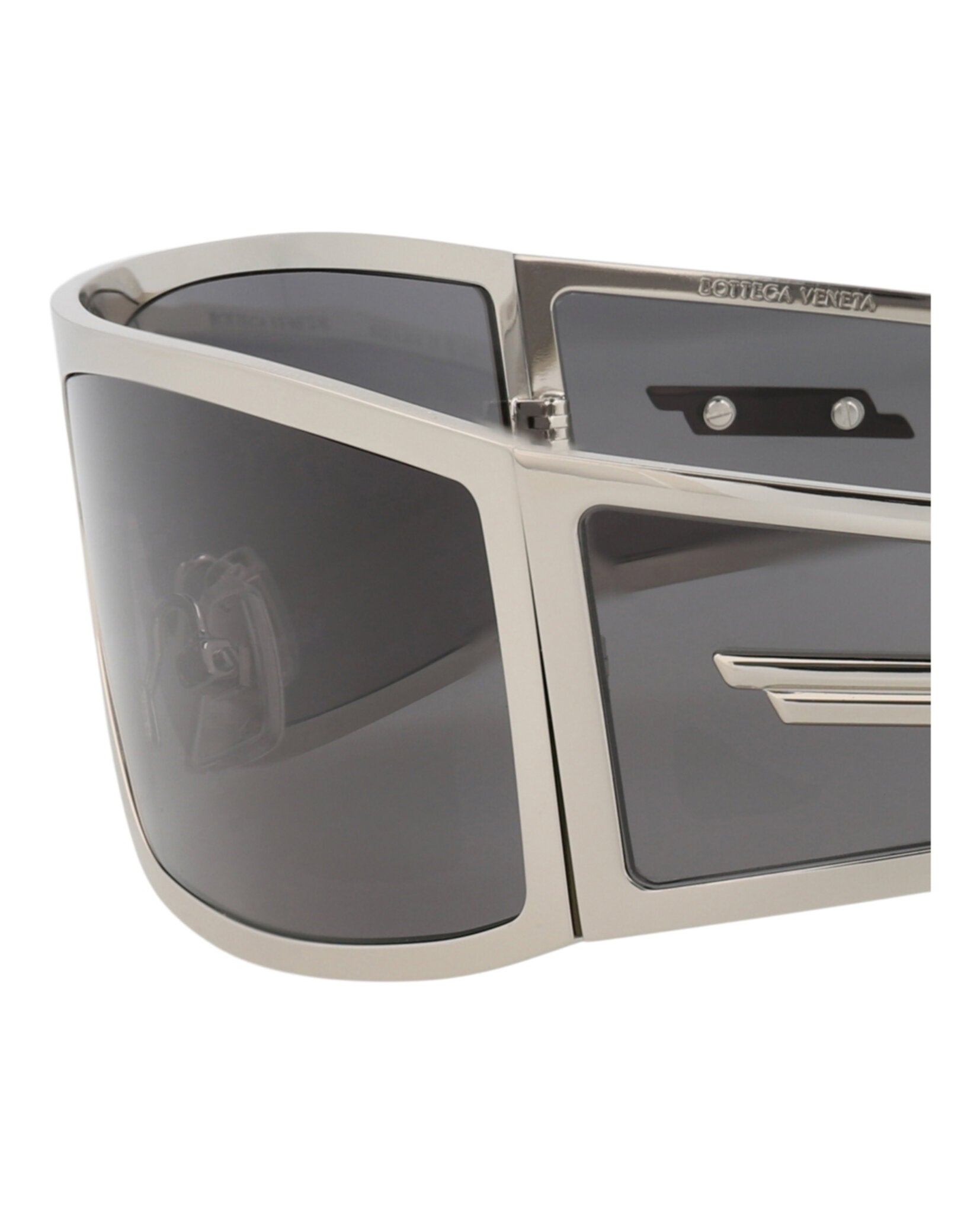 Bottega Veneta Bottega Veneta Unisex Shield/Wrap Silver Silver Grey Fashion Designer Eyewear