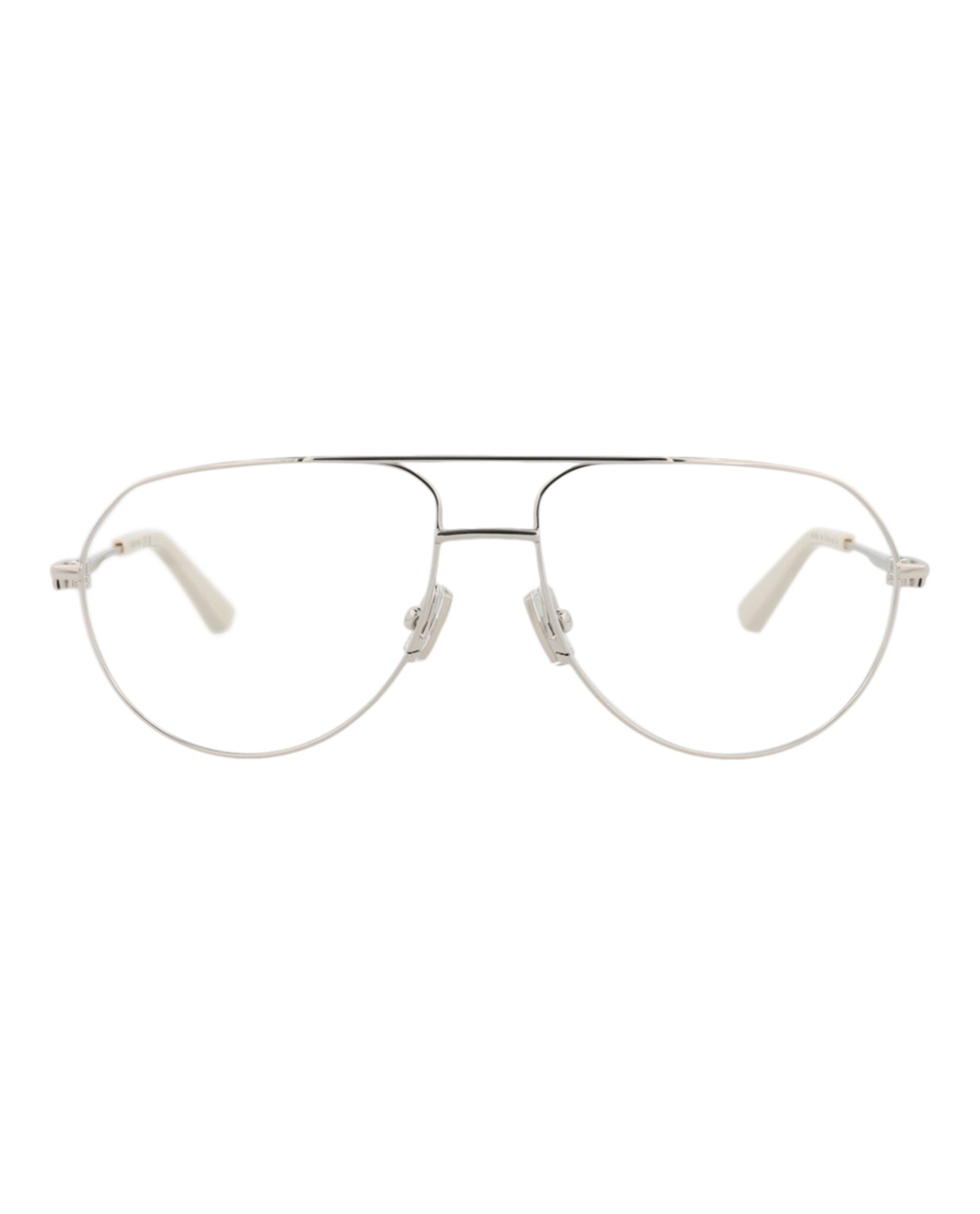 Bottega Veneta Bottega Veneta Unisex Aviator Silver Silver Transparent Fashion Designer Eyewear