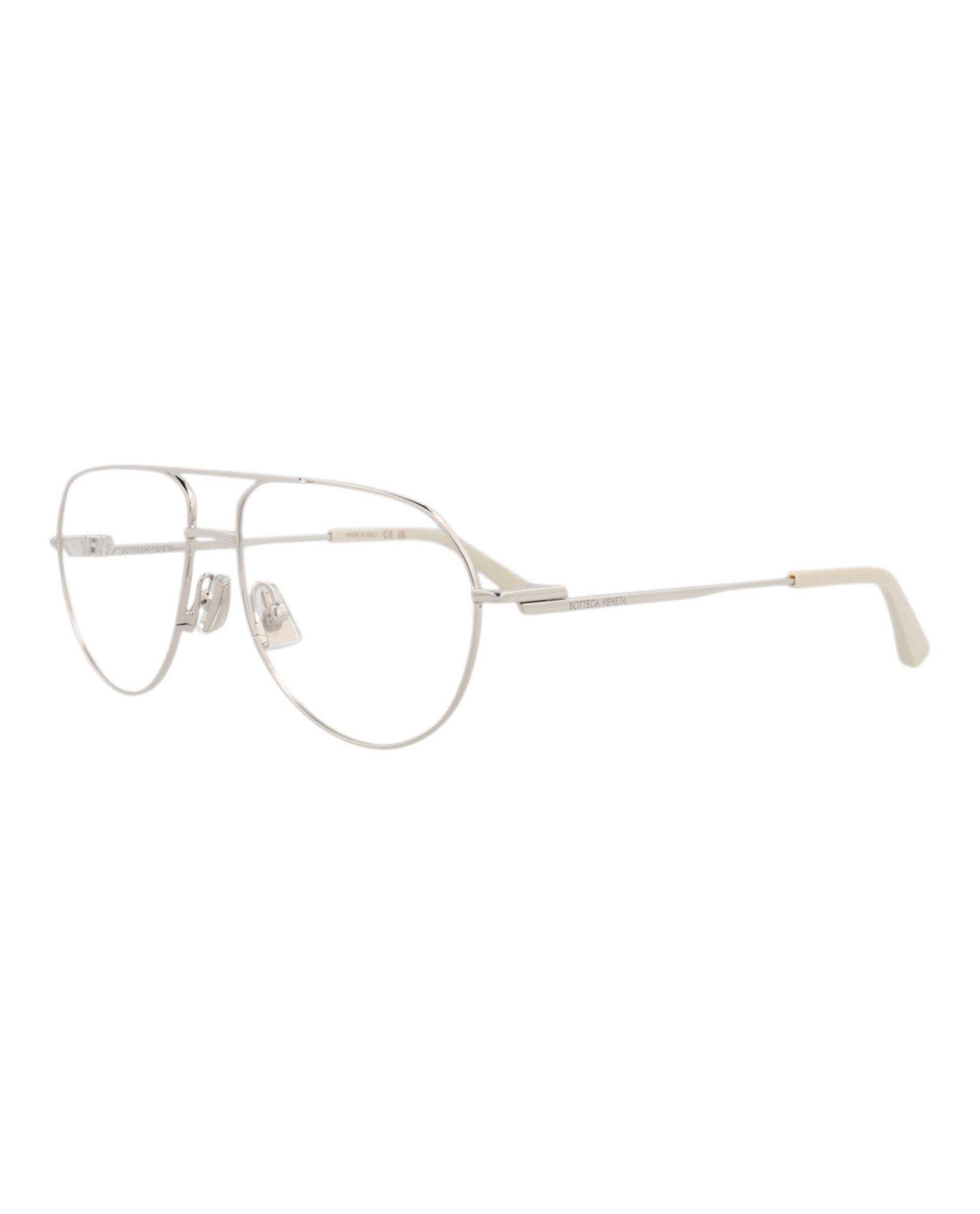 Bottega Veneta Bottega Veneta Unisex Aviator Silver Silver Transparent Fashion Designer Eyewear