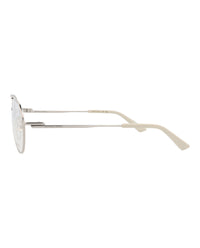 Bottega Veneta Bottega Veneta Unisex Aviator Silver Silver Transparent Fashion Designer Eyewear