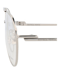 Bottega Veneta Bottega Veneta Unisex Aviator Silver Silver Transparent Fashion Designer Eyewear