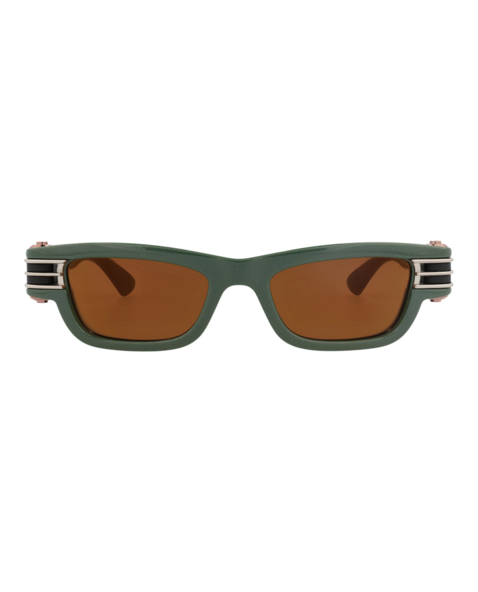 Bottega Veneta Unisex Square/Rectangle Green Black Copper Fashion Designer Eyewear