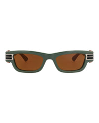 Bottega Veneta Unisex Square/Rectangle Green Black Copper Fashion Designer Eyewear