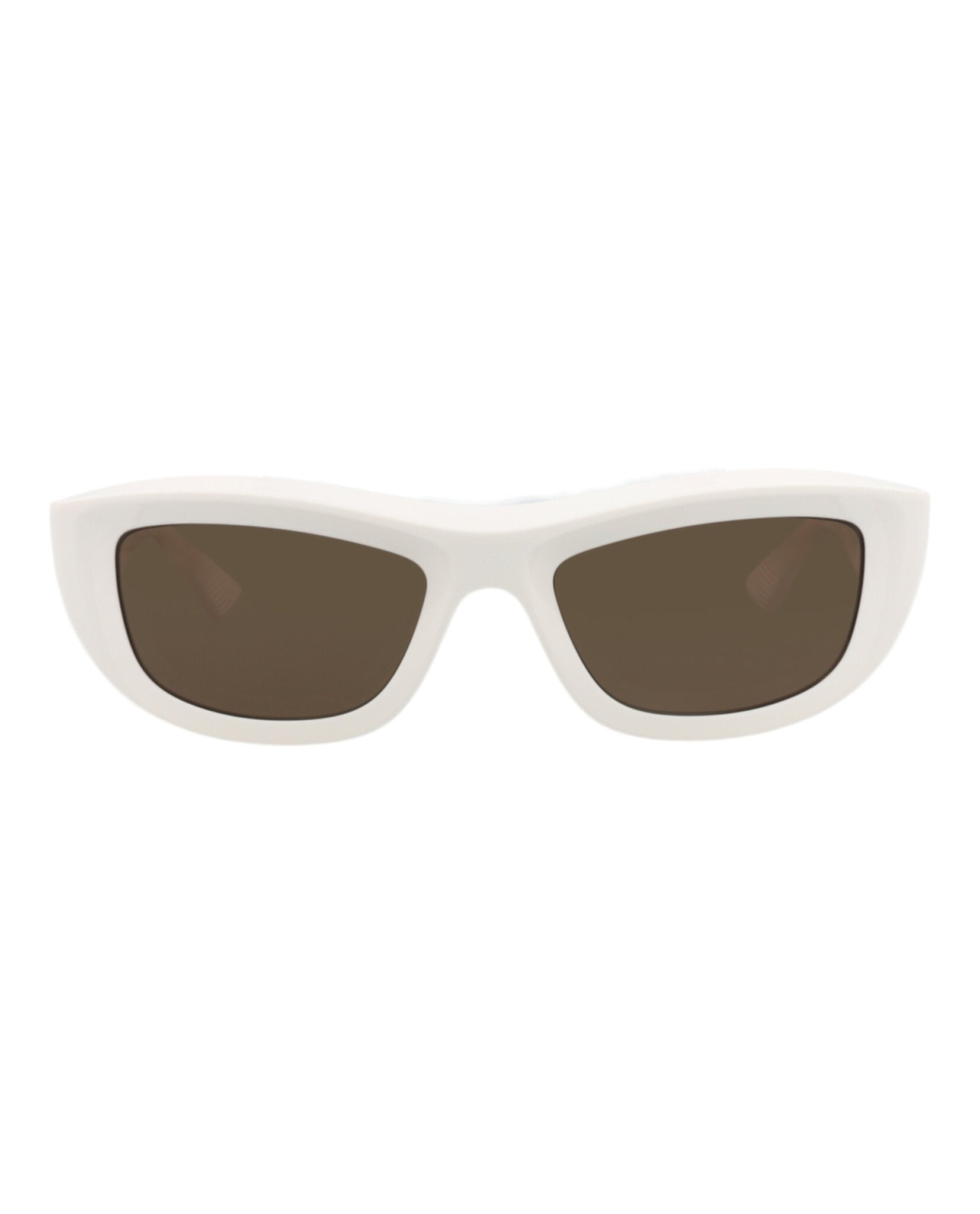 Bottega Veneta Unisex Square/Rectangle Ivory Ivory Brown Fashion Designer Eyewear